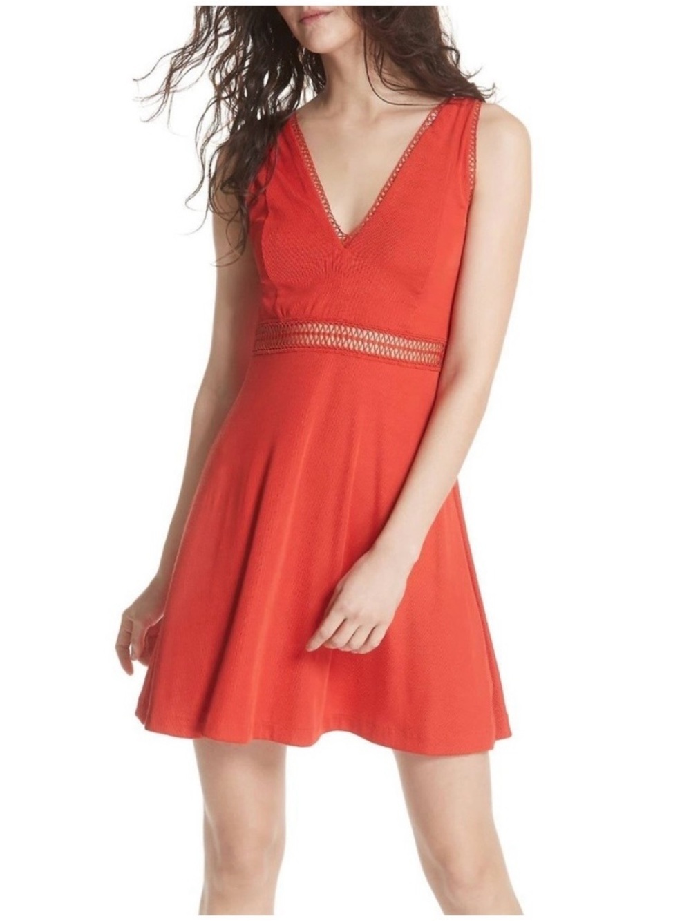Free People King of My Heart Red Mini Dress Stretchy Ribbed - Picture 4 of 7